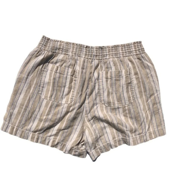 Briggs Tan Beige Linen Blend Elastic Waist Strap Pattern Short Size Large - Picture 7 of 7